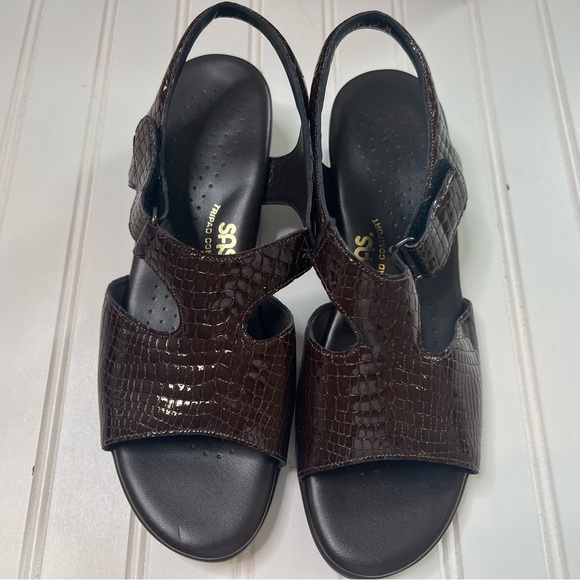 SAS Womens Suntimer Brown Croc Comfort Sandals Shoes Size 10M - Picture 2 of 5
